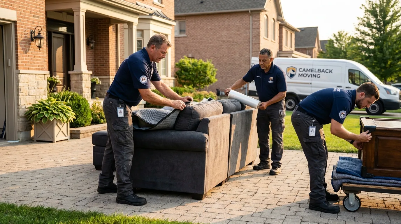Large estate moving crew wrapping furniture in Ligonier, PA
